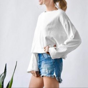 Free People Waking in Hueco Crop Blouse Sweater